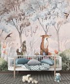 Woodland Animals Peel and Stick Wallpaper, Kids Forest Nursery Mural, Renter Friendly Decor - View 2