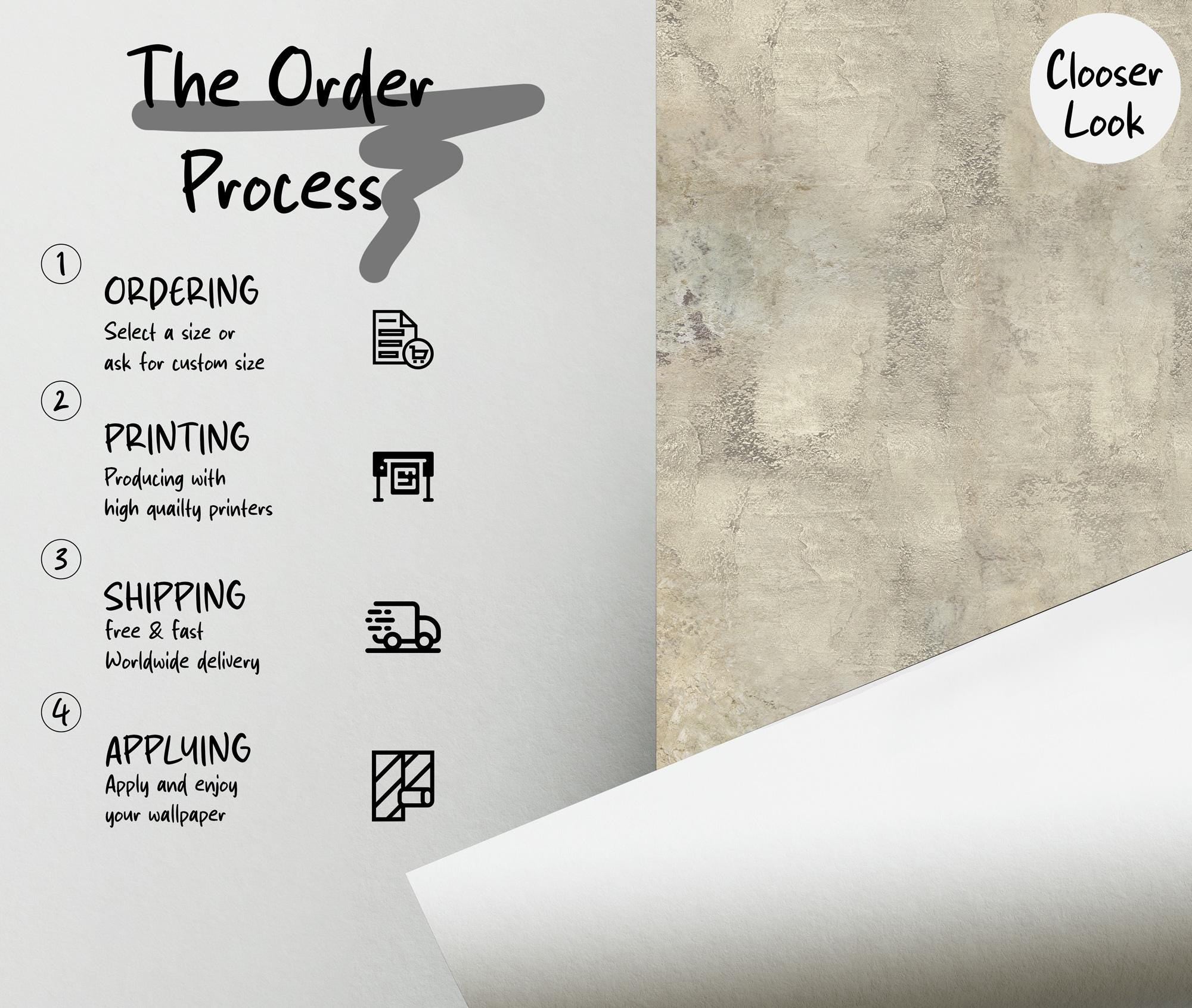 Neutral Concrete Texture Wall Mural | Modern Concrete Look Peel and Stick Wallpaper - View 5