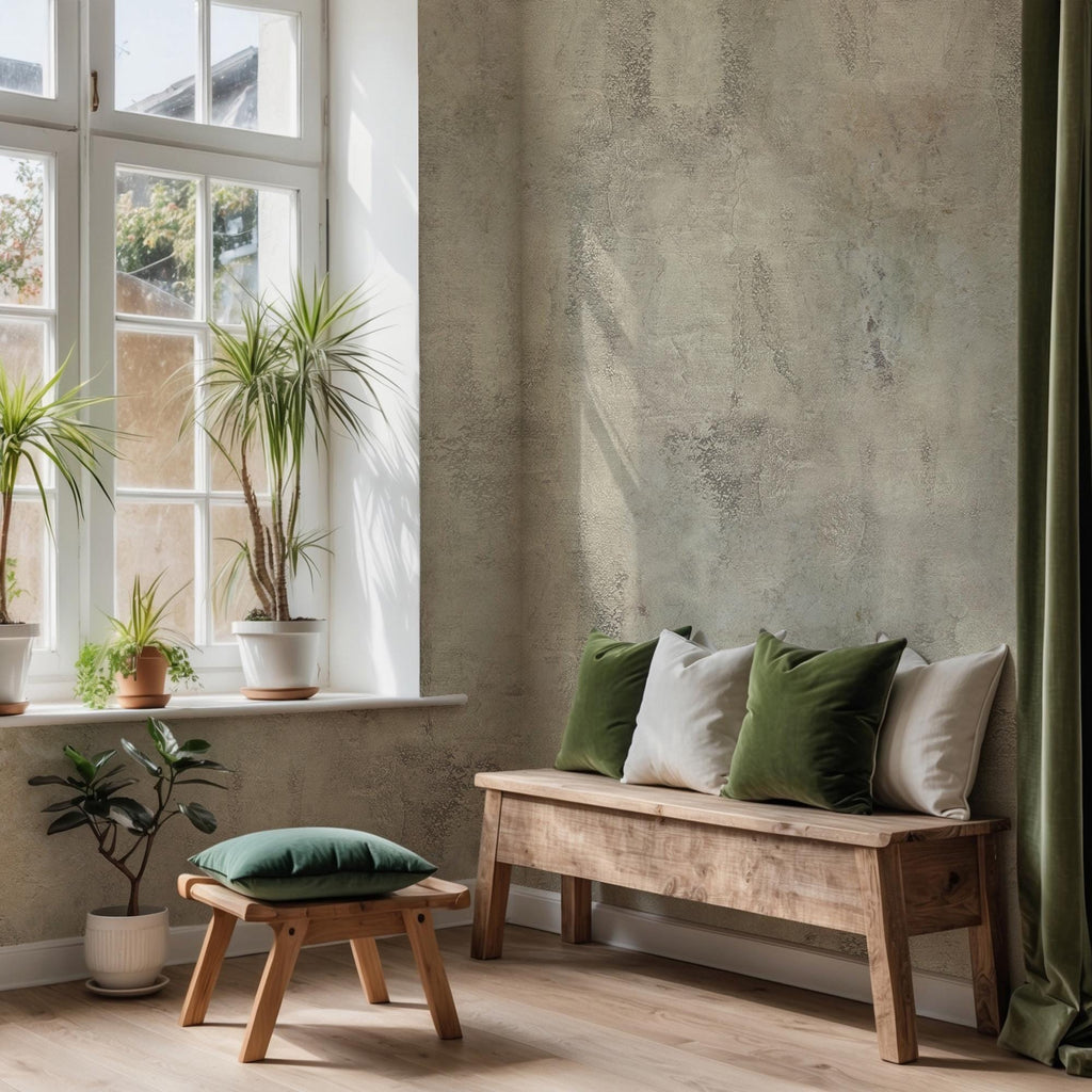 Neutral Concrete Texture Wall Mural | Modern Concrete Look Peel and Stick Wallpaper - View 3