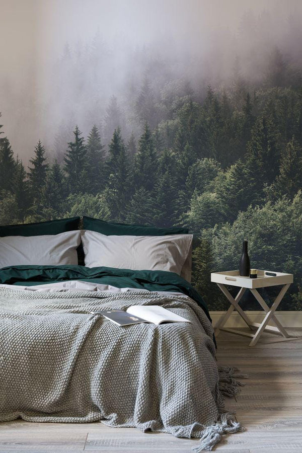 Foggy Forest Wallpaper: Misty Woodland Peel & Stick Wall Mural