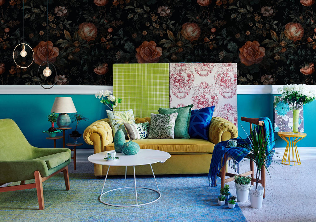 Dramatic Dark Floral Custom Sizes Wallpaper Mural: Elegant Botanical Peel and Stick Wall Decor - View 4