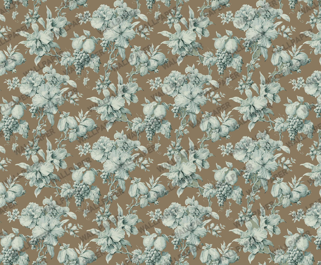 Brown and Blue Floral Wallpaper: Boho Wall Mural, Peel & Stick - View 5