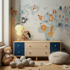 World Maps Kids Wallpaper Mural: Peel and Stick Jungle Animals