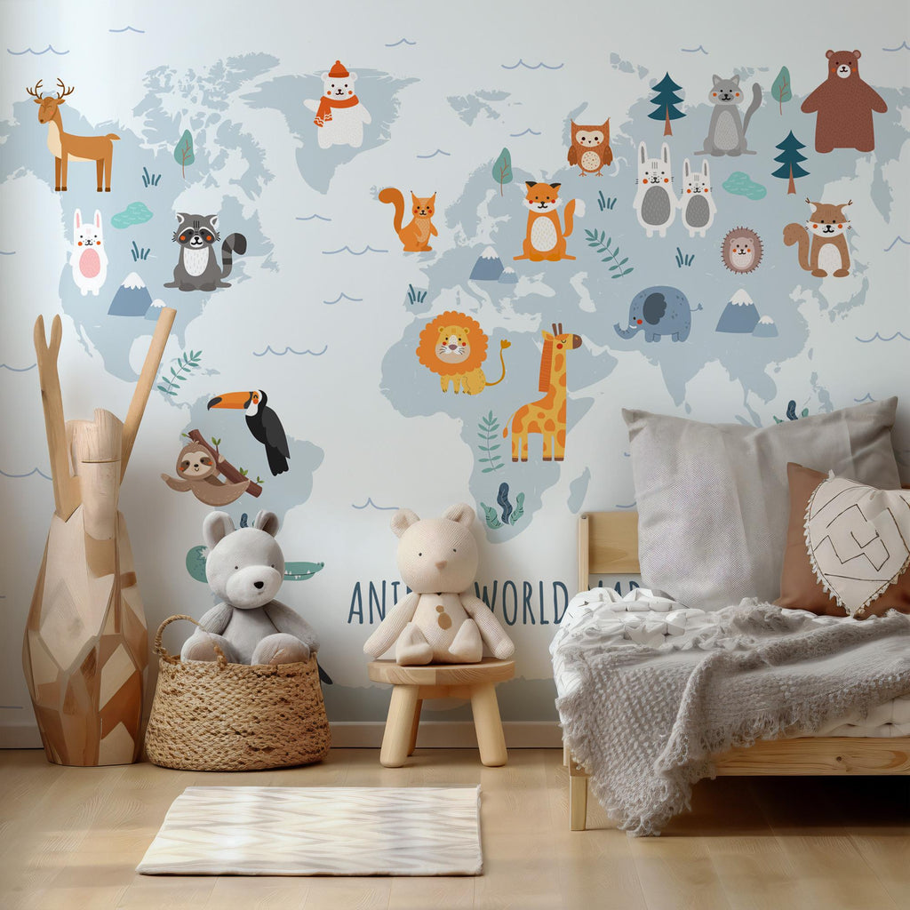 World Maps Kids Wallpaper Mural: Peel and Stick Jungle Animals - View 7