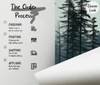 Misty Forest Peel and Stick Wallpaper, Dark Woodland Wall Mural, Nature Landscape Removable Wallpaper - View 4