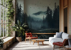 Misty Forest Peel and Stick Wallpaper, Dark Woodland Wall Mural, Nature Landscape Removable Wallpaper - View 6