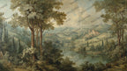 Scenic European Landscape Wall Mural: Vintage Painted Countryside Peel and Stick Wallpaper - View 5
