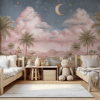 Jungle Safari Wallpaper Mural: Pink Sky, Exotic Animals - View 4