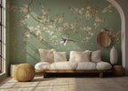 Vintage Chinoiserie Wall Mural: Birds & Floral Peel and Stick Wallpaper - View 2
