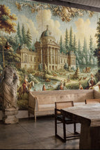 Classical European Landscape Wall Mural: 18th Century Palace Garden Peel and Stick Wallpaper