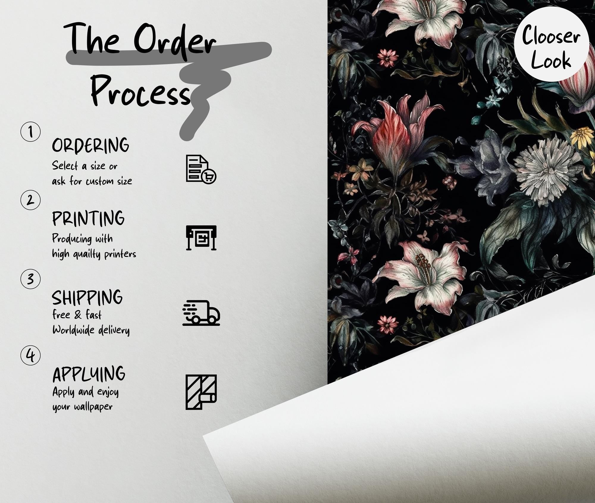 Dark Floral Wallpaper: Elegant Botanical Peel and Stick Wallpaper - View 5