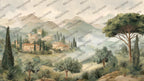 Vintage Countryside Landscape Wall Mural: Pastoral Scene Peel and Stick Wallpaper - View 5