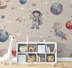 Astronaut Kids Wallpaper: Peel and Stick Galaxy Nursery Wall Mural - View 4