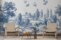Blue Toile de Jouy Wallpaper: Vintage French Countryside Peel & Stick Mural