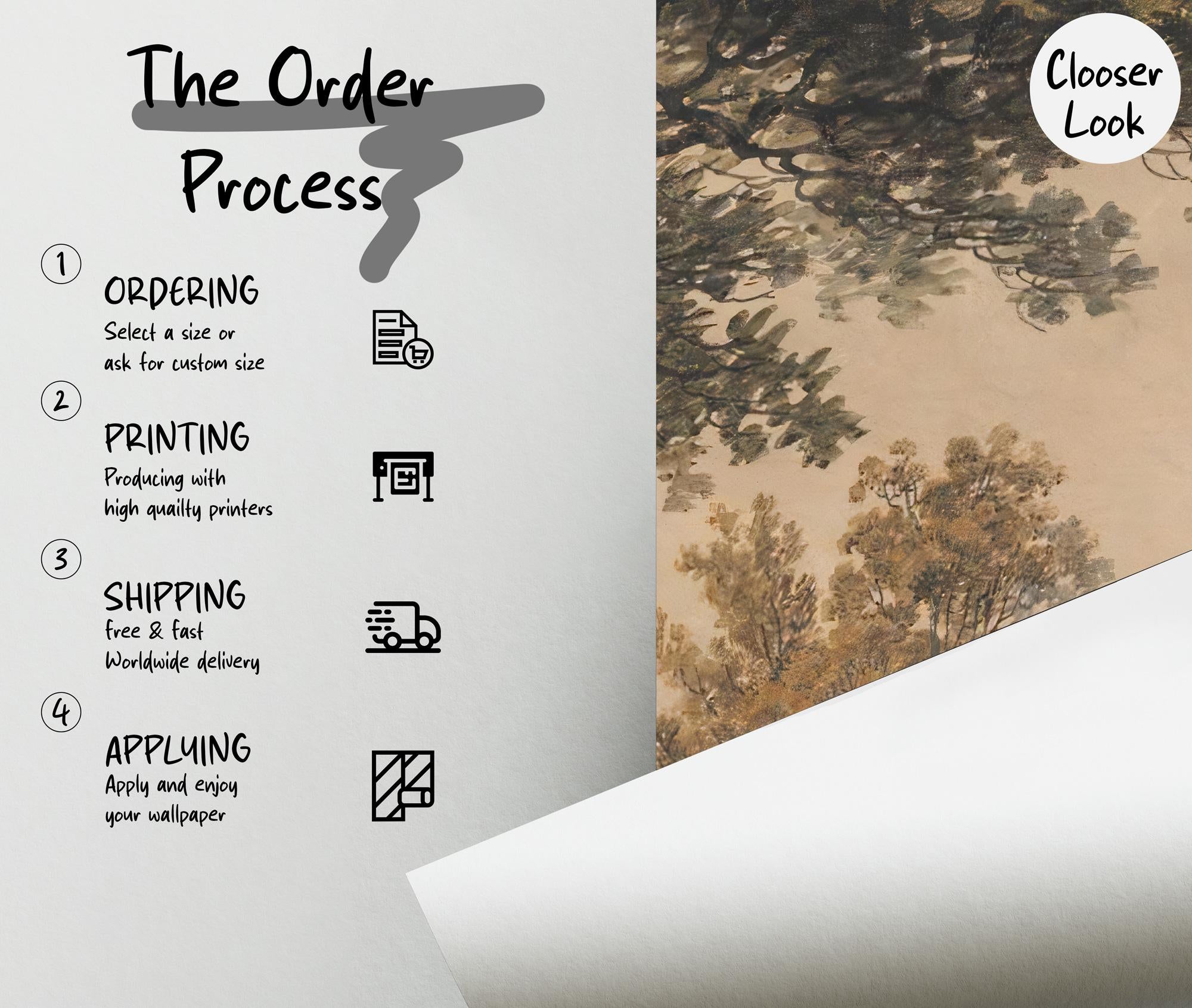 Amazon Forest Peel and Stick Wallpaper, Vintage Tree Landscape Wallpaper Mural - View 2