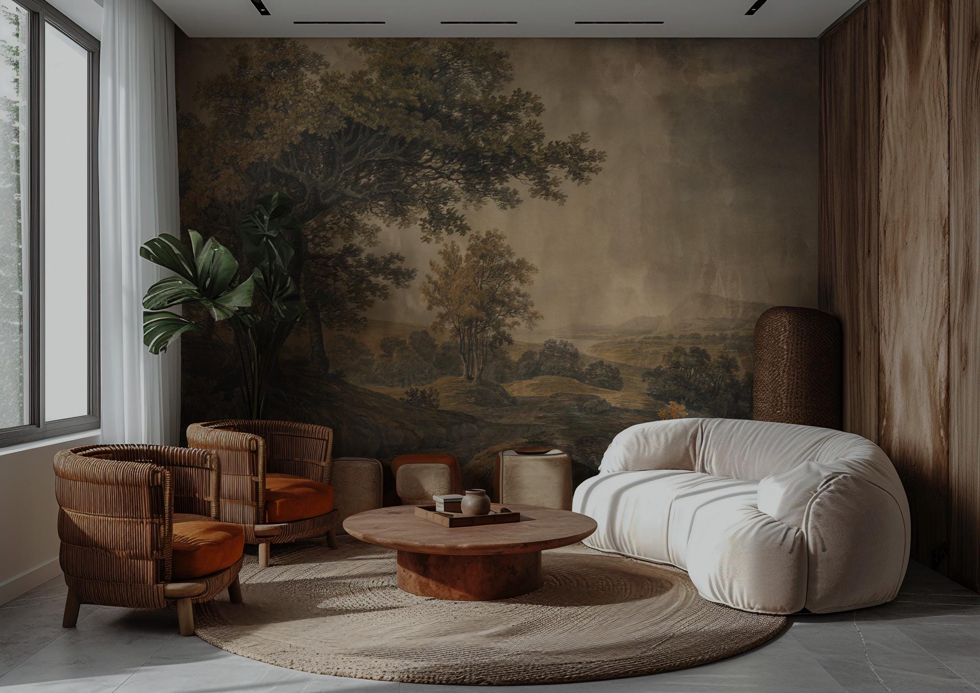Amazon Forest Peel and Stick Wallpaper, Vintage Tree Landscape Wallpaper Mural - View 4