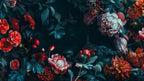 Dark Floral Wallpaper: Moody Peony Dahlia Botanical Wall Art (Peel and Stick) - View 6