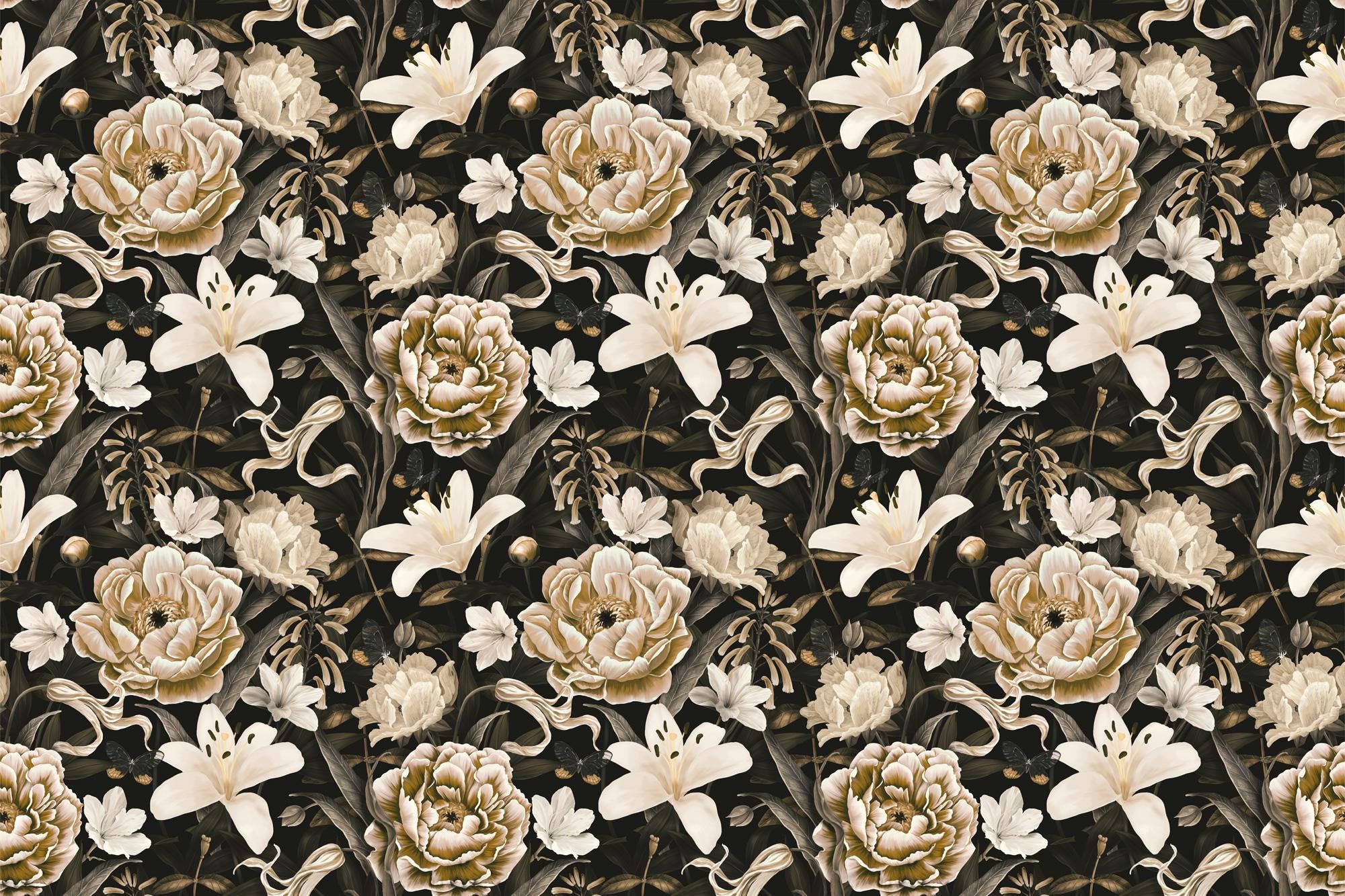 Vintage Peony Wallpaper,Floral Peel and Stick Wall Art - View 5