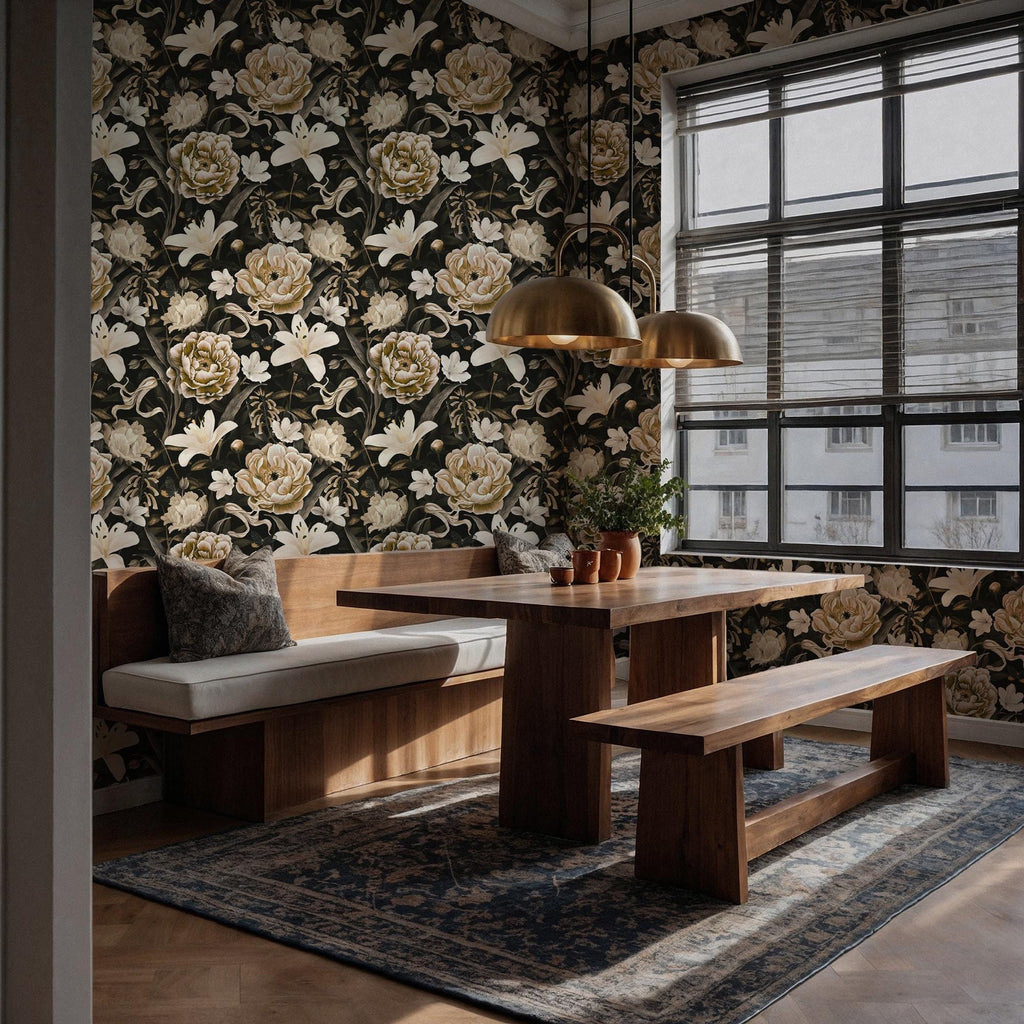 Vintage Peony Wallpaper,Floral Peel and Stick Wall Art - View 3