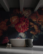 Dark Floral Wallpaper: Peony Peel and Stick Wallpaper - View 3