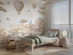 Brown & Ivory Safari Toile Peel and Stick Wallpaper Mural - Custom Size - View 3