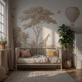 Brown & Ivory Safari Toile Peel and Stick Wallpaper Mural - Custom Size