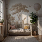 Brown & Ivory Safari Toile Peel and Stick Wallpaper Mural - Custom Size