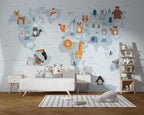 World Maps Kids Wallpaper Mural: Peel and Stick Jungle Animals - View 4