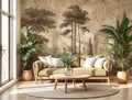 Vintage Sepia Wall Mural: Antique Landscape Peel and Stick Wallpaper, Textured Wall Art
