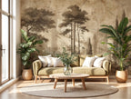 Vintage Sepia Wall Mural: Antique Landscape Peel and Stick Wallpaper, Textured Wall Art