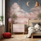 Jungle Safari Wallpaper Mural: Pink Sky, Exotic Animals - View 5