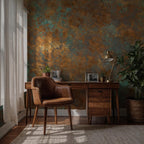 Rustic Copper Patina Peel and Stick Wallpaper, Aged Metal Texture Wall Mural