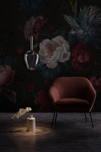Dark Floral Mural Peel and Stick Wallpaper: Vintage Peony & Rose Botanical Wall Mural
