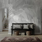 Big Tropical Leaf Wallpaper, Gray Floral Wall Mural, Peel & Stick - View 2