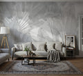 Big Tropical Leaf Wallpaper, Gray Floral Wall Mural, Peel & Stick