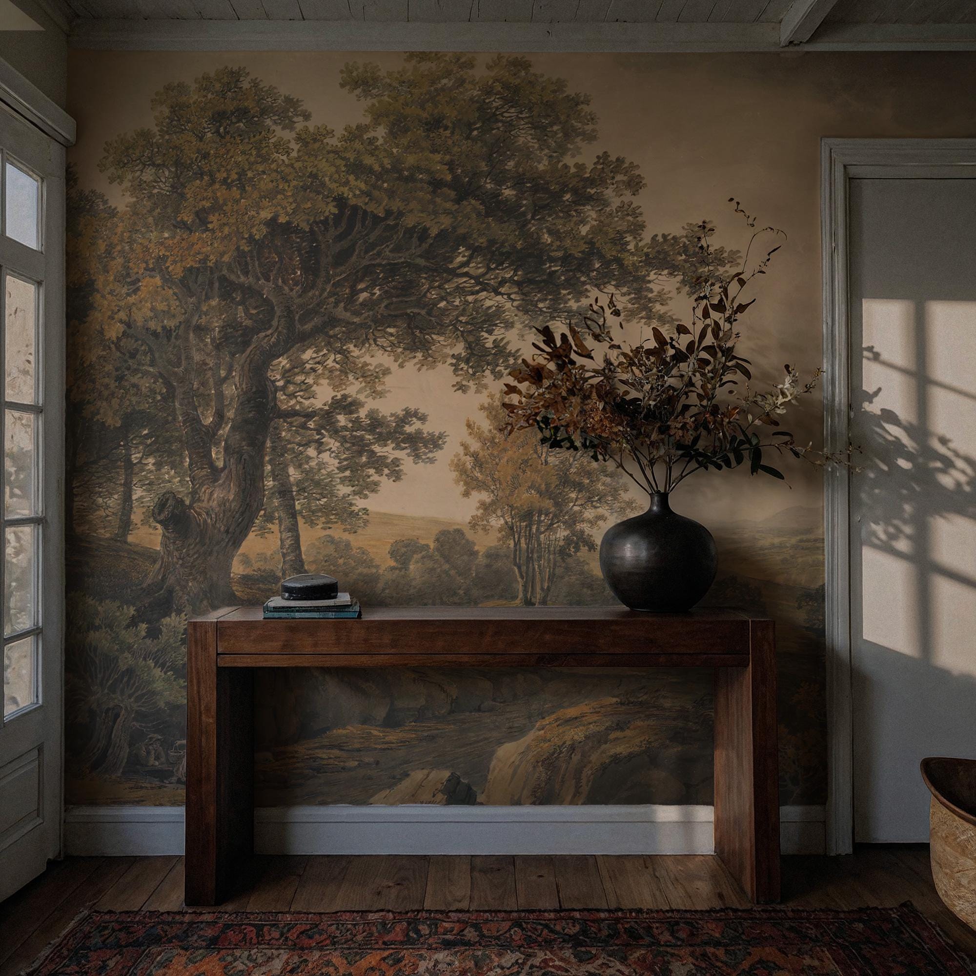 Amazon Forest Peel and Stick Wallpaper, Vintage Tree Landscape Wallpaper Mural