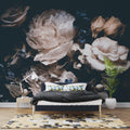 Dark Peony Floral Wallpaper: Big Rose Wall Mural, Peel & Stick