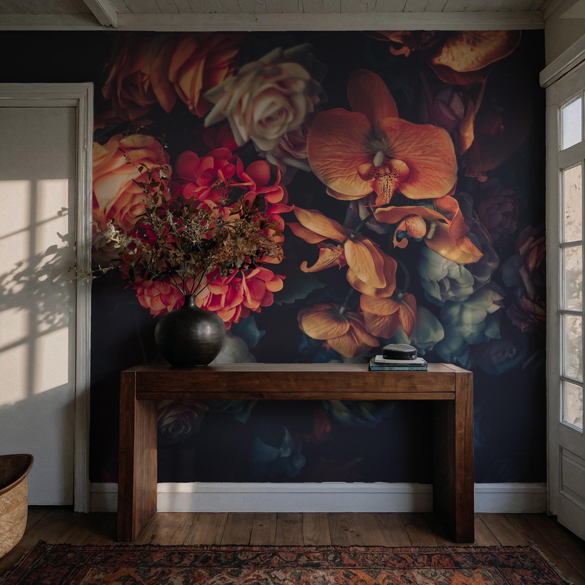 Dark Floral Wallpaper: Peony Peel and Stick Wallpaper