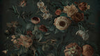 Vintage Peony and Rose Mural – Dark Floral Peel and Stick Wallpaper - View 6