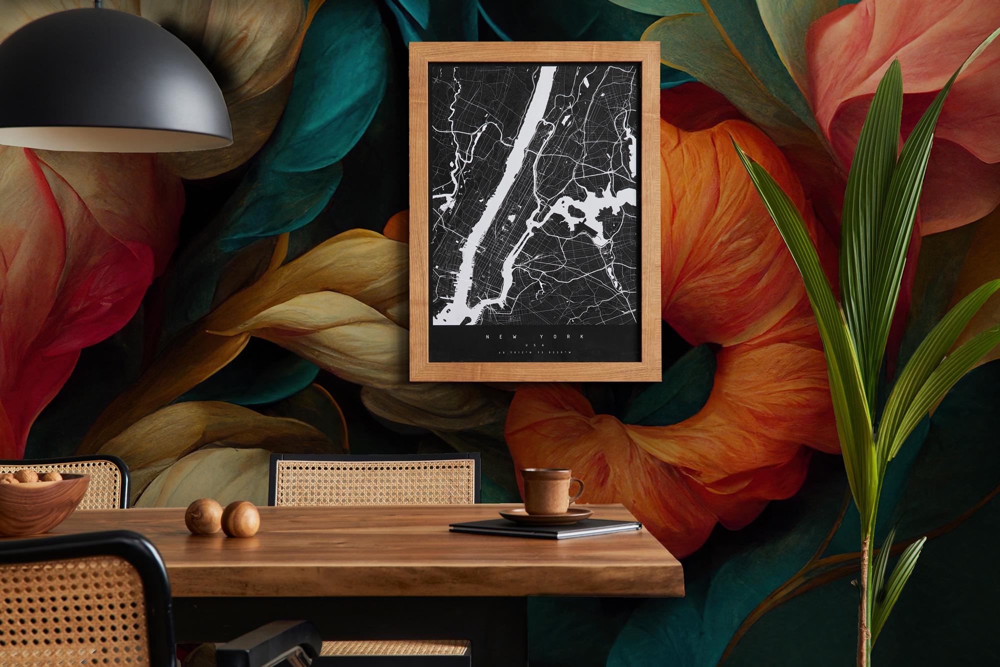 Bold Abstract Floral Wallpaper Mural, Modern Colorful Botanical Peel and Stick Wall Art - View 3