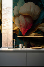 Bold Abstract Floral Wallpaper Mural, Modern Colorful Botanical Peel and Stick Wall Art - View 6
