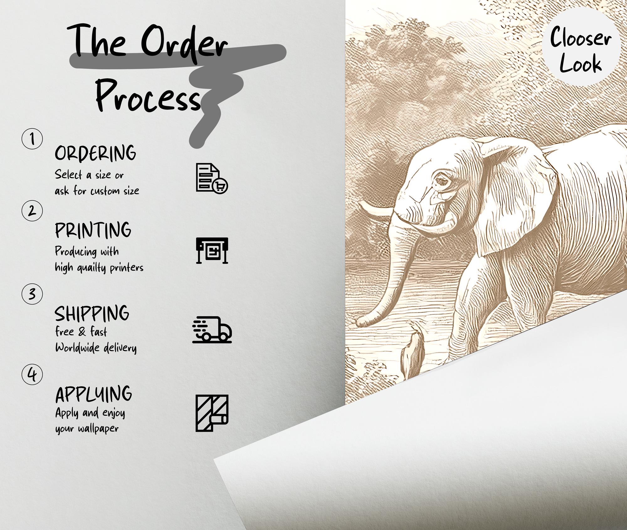 Brown & Ivory Safari Toile Peel and Stick Wallpaper Mural - Custom Size - View 4