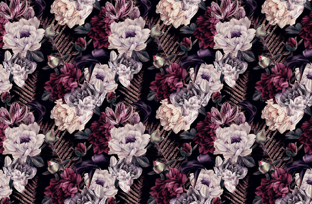 Elegant Burgundy Peony Wallpaper: Vintage Dark Floral Peel and Stick Wall Mural - View 6