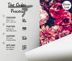 Dark Vintage Peony Wall Mural: Moody Burgundy Floral Peel and Stick Wallpaper - View 4