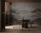 Misty Forest Wallpaper: Sepia Nature Scene, Peel and Stick Wall Mural - View 3