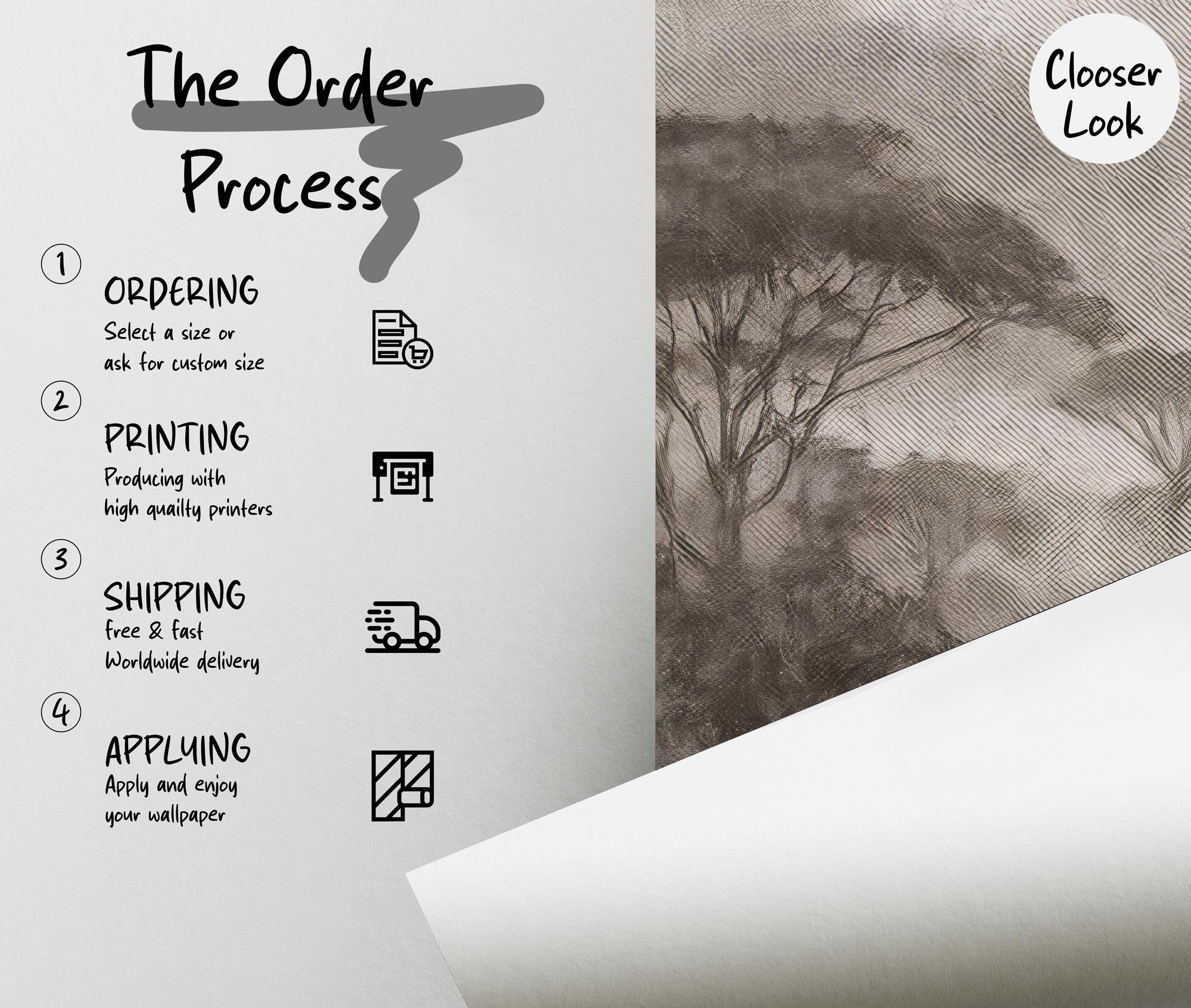 Misty Forest Wallpaper: Sepia Nature Scene, Peel and Stick Wall Mural - View 6