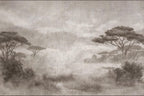 Misty Forest Wallpaper: Sepia Nature Scene, Peel and Stick Wall Mural - View 7