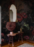 Dark Floral Wallpaper Mural – Moody Vintage Botanical Peel and Stick Wall Art