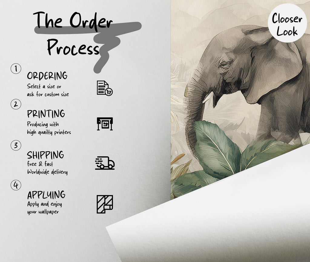 Jungle Safari Nursery Wallpaper Mural – Tropical Animals Peel and Stick Wall Art - View 5