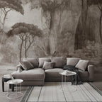 Neutral Forest Wallpaper Mural – Vintage Woodland Landscape Wall Art - View 2